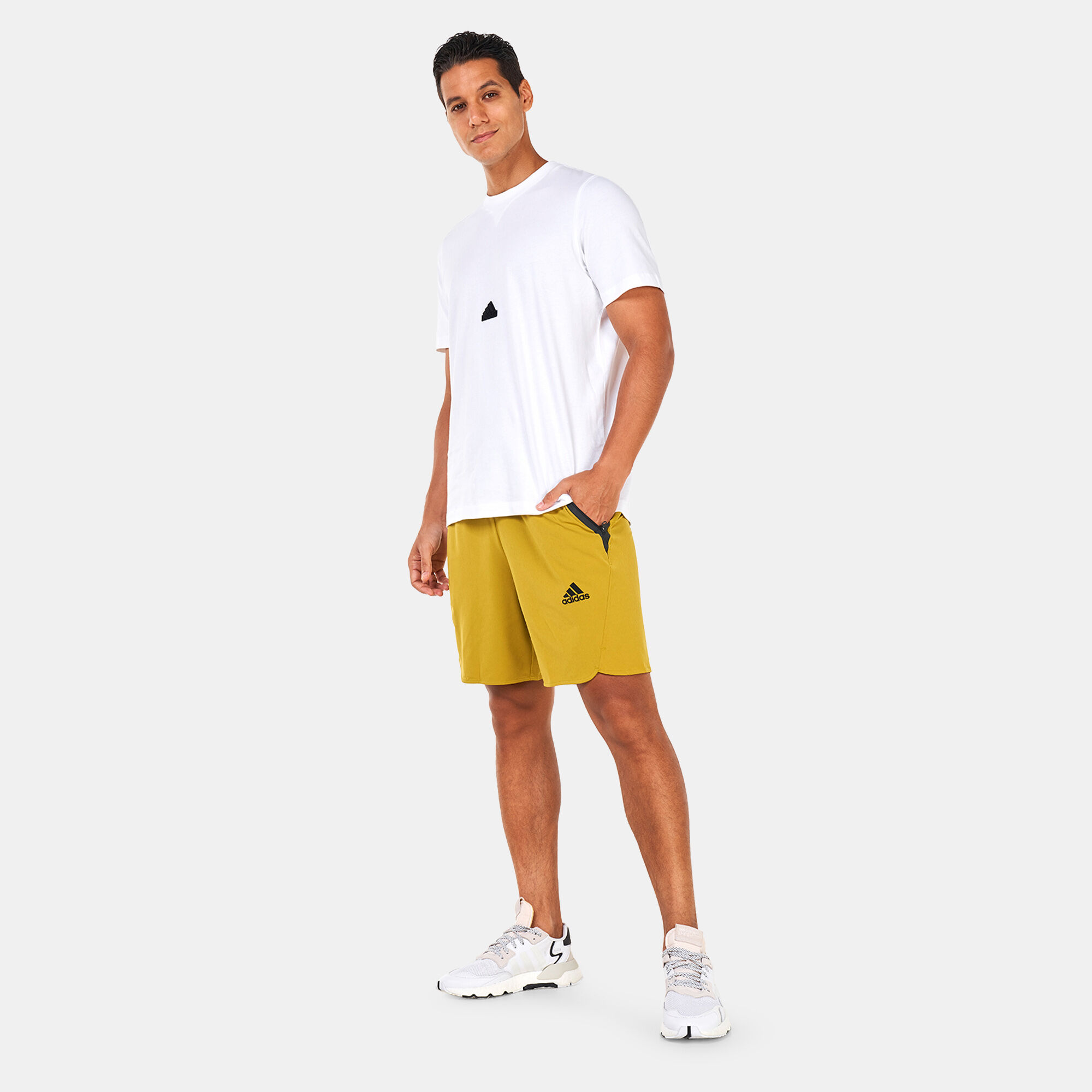 Yellow adidas shorts mens shop