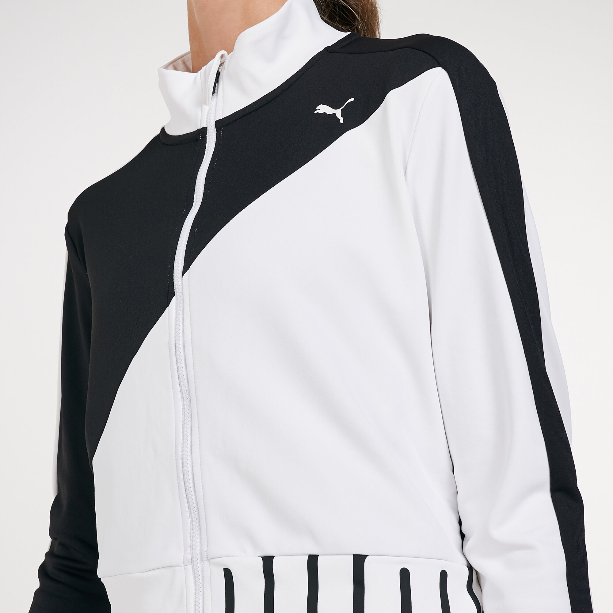 Black and white puma track jacket hotsell