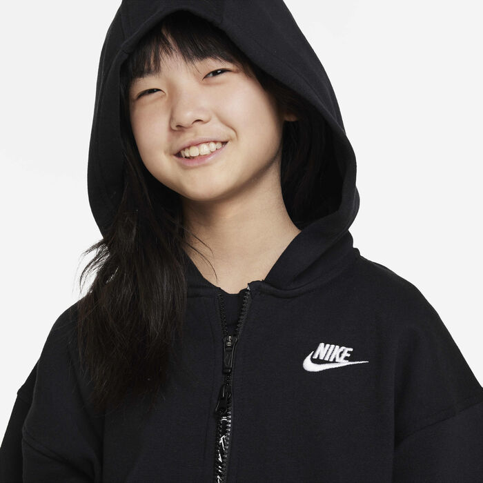 Nike Kids' Sportswear Club Fleece Oversized Full-Zip Hoodie Black Nike Kids' Sportswear Club Fleece Oversized Full-Zip Hoodie Black image number 2