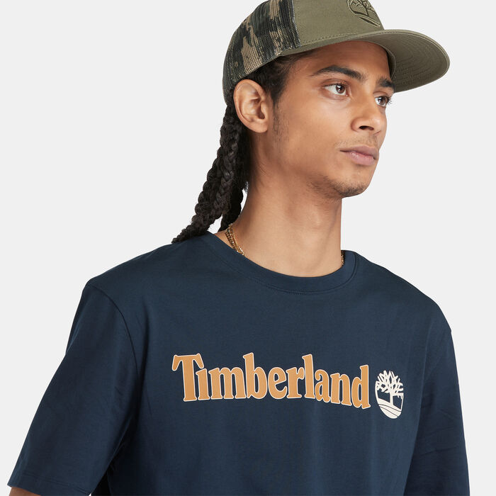Timberland Men's Linear Logo T-Shirt Blue Timberland Men's Linear Logo T-Shirt Blue image number 3