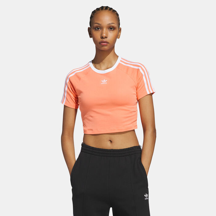 adidas Originals Women's 3-Stripes Baby T-Shirt Orange adidas Originals Women's 3-Stripes Baby T-Shirt Orange image number 0