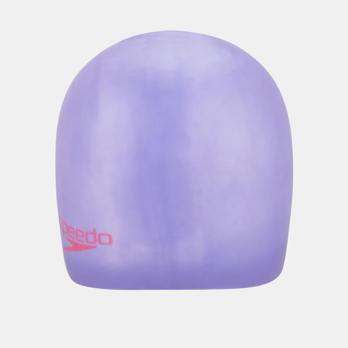 Speedo Kids' Plain Moulded Silicone Swimming Cap Purple Speedo Kids' Plain Moulded Silicone Swimming Cap Purple image number 1
