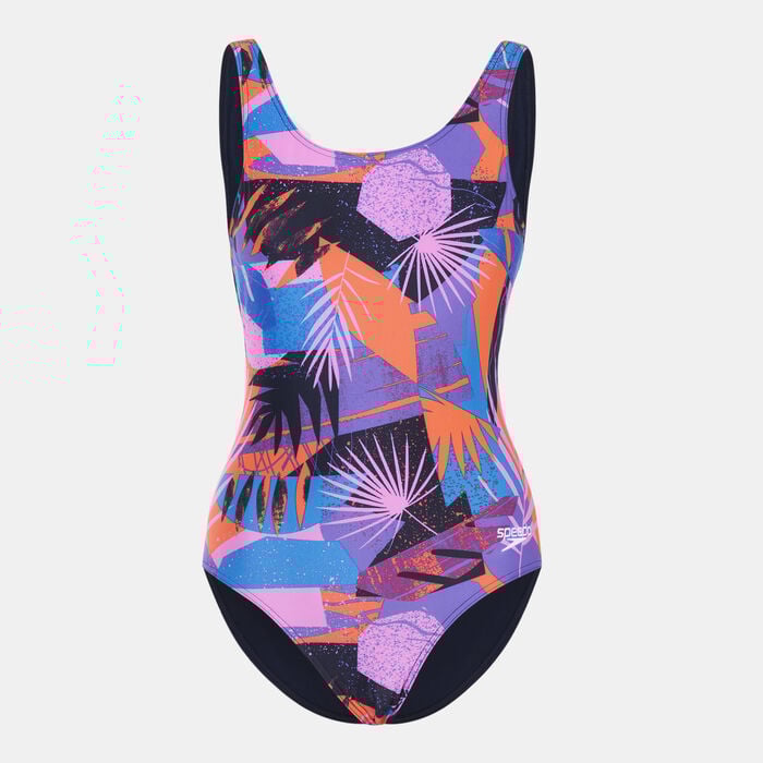 Speedo Women's Allover Print U-Back One-Piece Swimsuit Multi-Color Speedo Women's Allover Print U-Back One-Piece Swimsuit Multi-Color image number 0