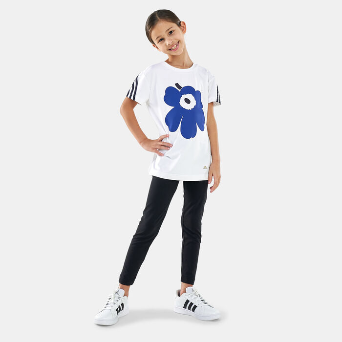 adidas Kids' Marimekko Primegreen AEROREADY Training 3-Stripes T-Shirt White adidas Kids' Marimekko Primegreen AEROREADY Training 3-Stripes T-Shirt White image number 2
