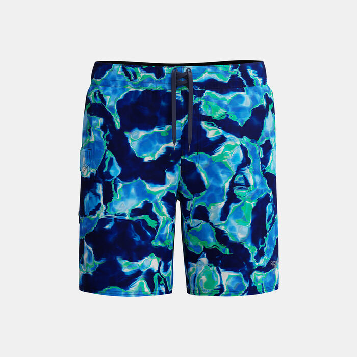 Speedo Men's Lookout Print Board Swimming Shorts Blue image number 0