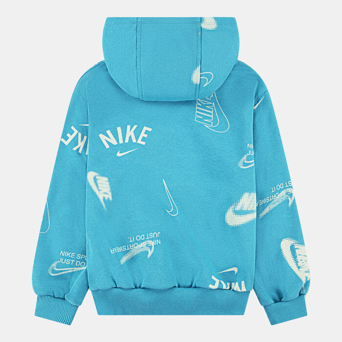 Nike Kids' Club Brand Energy Allover Print Hoodie Green Nike Kids' Club Brand Energy Allover Print Hoodie Green image number 1