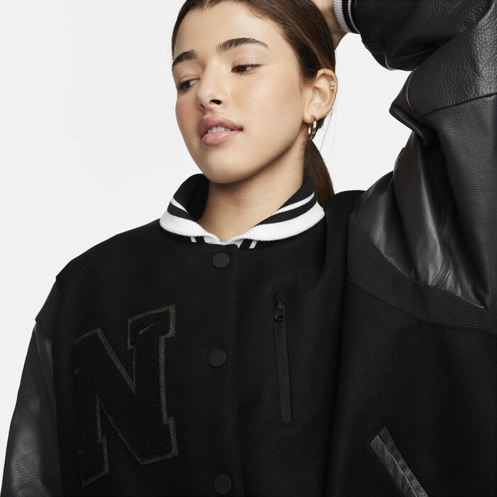 Nike Women's Sportswear Oversized Wool Destroyer Jacket Black Nike Women's Sportswear Oversized Wool Destroyer Jacket Black image number 2