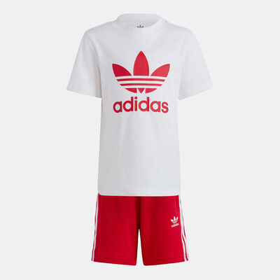 adidas Originals Kids' Adicolor Shorts and T-Shirt Set Red