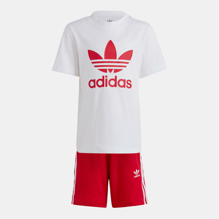 adidas Originals Kids' Adicolor Shorts and T-Shirt Set Red adidas Originals Kids' Adicolor Shorts and T-Shirt Set Red image number 0