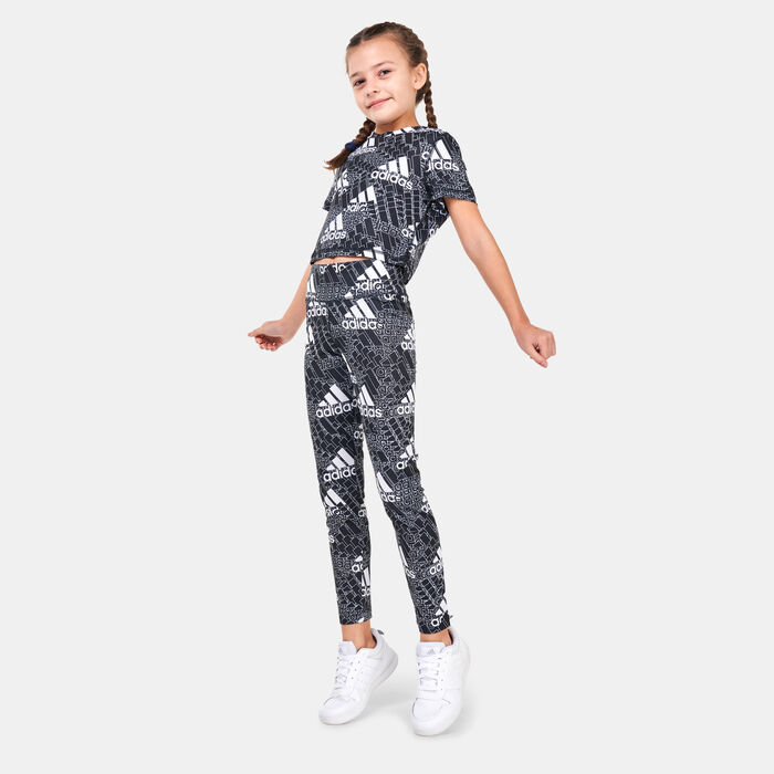 adidas Kids' AEROREADY Designed to Move BrandLove Leggings Black adidas Kids' AEROREADY Designed to Move BrandLove Leggings Black image number 2
