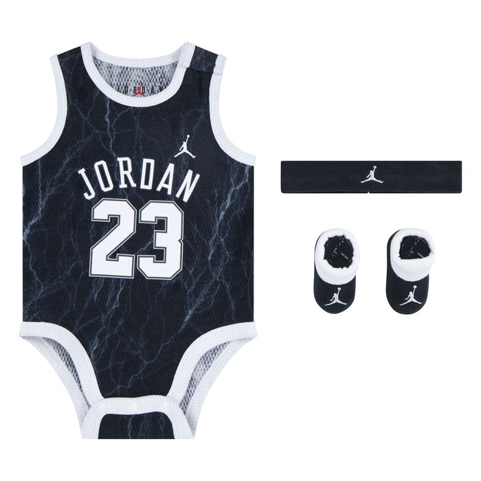 Jordan Kids' 23 Jersey 3-Piece Bodysuit Box Set Black Jordan Kids' 23 Jersey 3-Piece Bodysuit Box Set Black image number 0