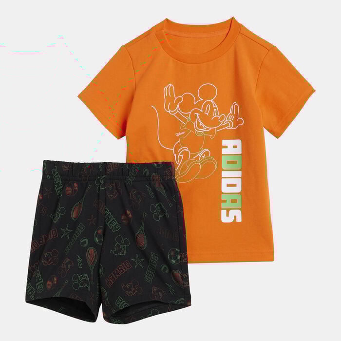 adidas Kids' Disney Mickey Mouse T-Shirt And Shorts Set Orange adidas Kids' Disney Mickey Mouse T-Shirt And Shorts Set Orange image number 0