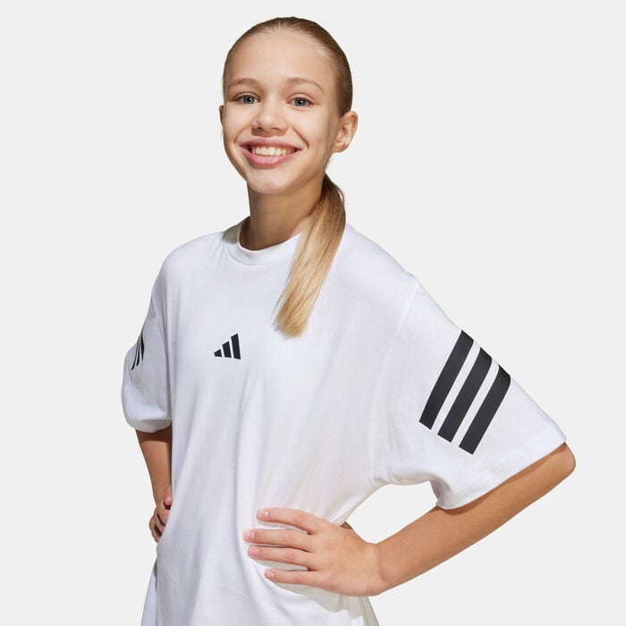 adidas Kids' Future Icons 3-Stripes T-Shirt White adidas Kids' Future Icons 3-Stripes T-Shirt White image number 4