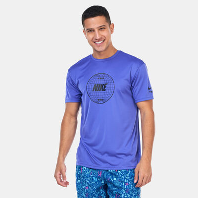 Nike Swim Men's Printed Hydroguard Swimming T-Shirt Purple