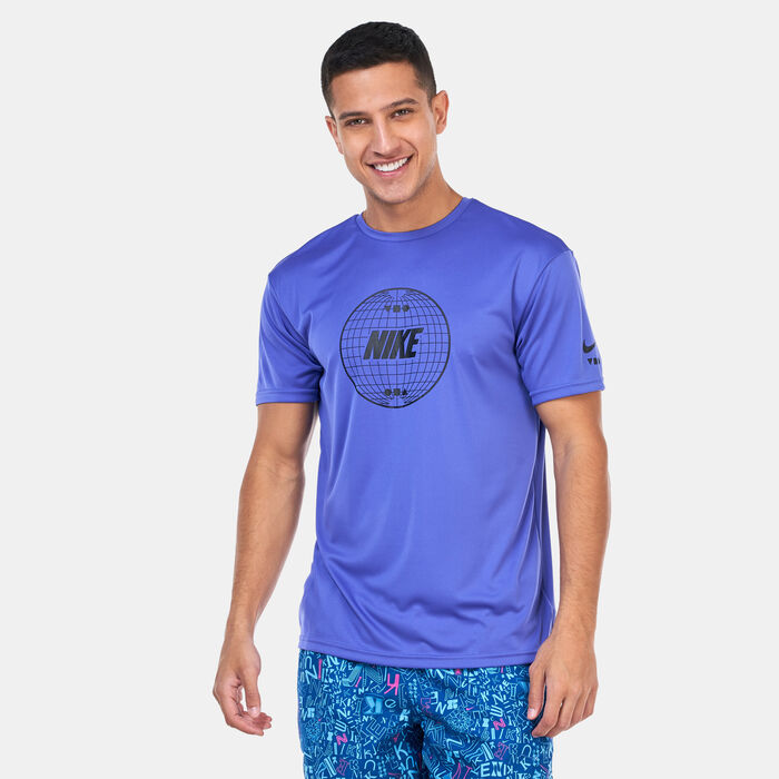 Nike Swim Men's Printed Hydroguard Swimming T-Shirt Purple image number 0