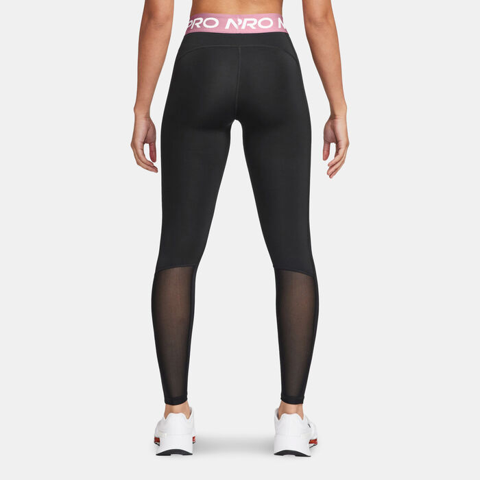 Nike Women's Pro Mid-Rise Mesh-Panelled Leggings Black Nike Women's Pro Mid-Rise Mesh-Panelled Leggings Black image number 1