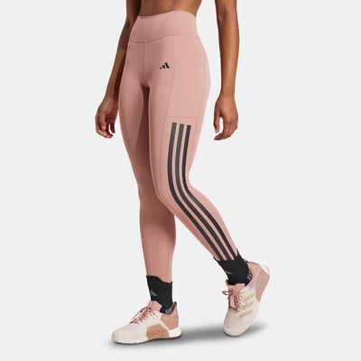 adidas Women's Optime 3-Stripes Leggings Pink adidas Women's Optime 3-Stripes Leggings Pink