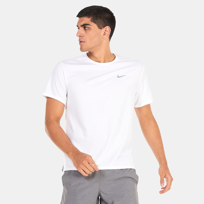 Nike Men's Miler Dri-FIT UV Running T-Shirt White Nike Men's Miler Dri-FIT UV Running T-Shirt White image number 0