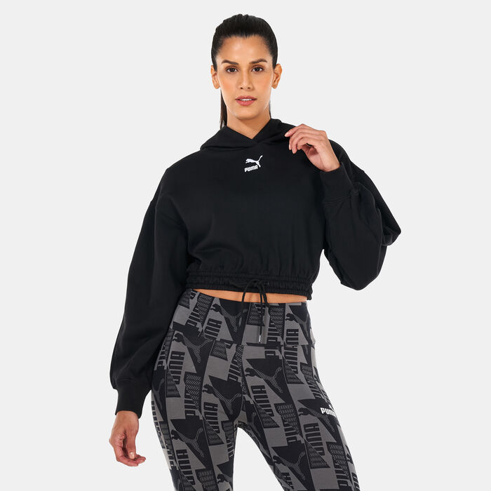 PUMA Women's Classics Cropped Hoodie Black PUMA Women's Classics Cropped Hoodie Black image number 0