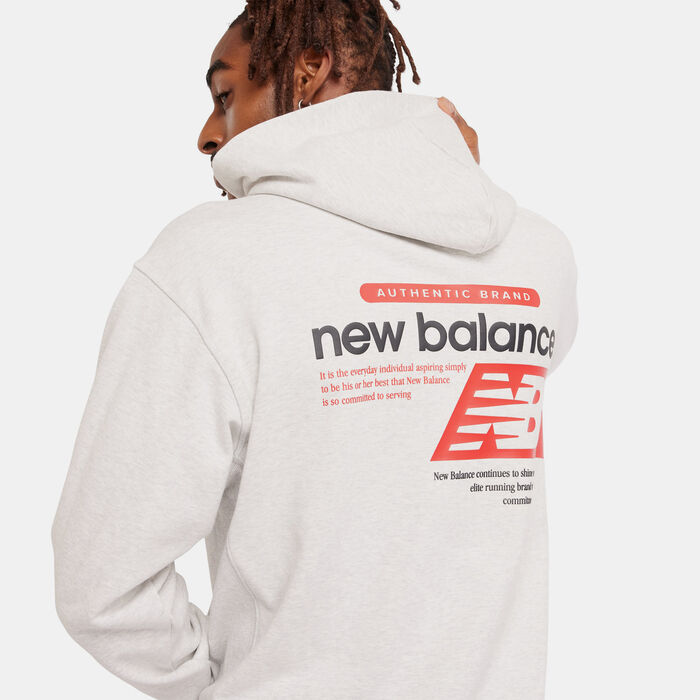 New Balance Men's Athletics French Terry Player Hoodie White image number 3