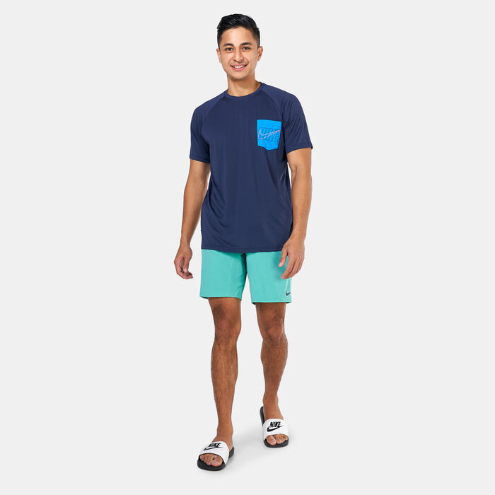 Nike Swim Men's Outline Logo Rashguard Blue image number 2