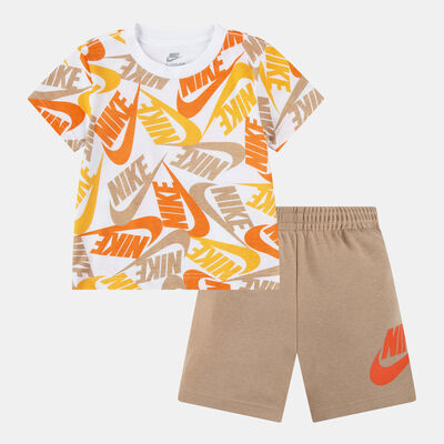 Nike Kids' Sportswear Toss T-Shirt and Shorts Set Beige