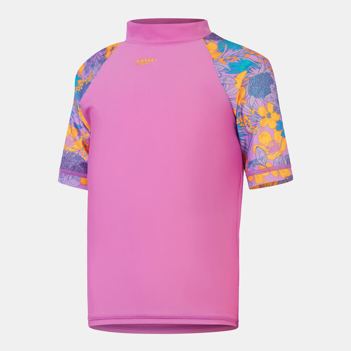 Speedo Kids' Printed Short Sleeve Sun Top Purple image number 0