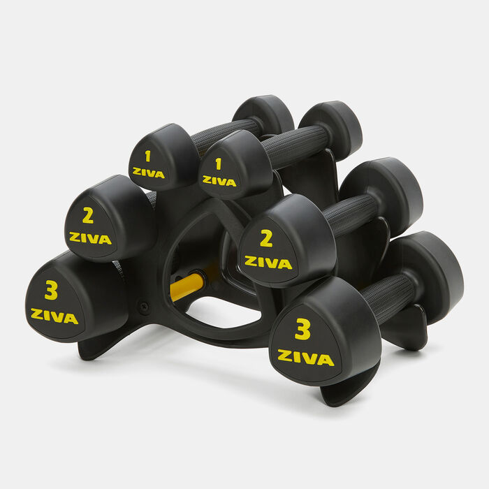 ZIVA 12kg Studio Dumbbell Set With Rack (Pairs of 1, 2 and 3kg) Multi-Color ZIVA 12kg Studio Dumbbell Set With Rack (Pairs of 1, 2 and 3kg) Multi-Color image number 0