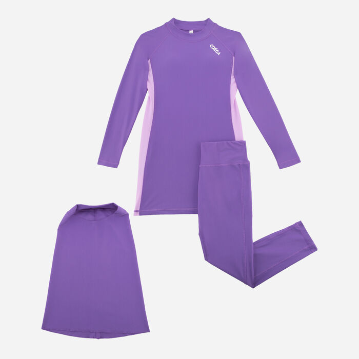 COEGA Kids' Modest 3-Piece Swimsuit Purple COEGA Kids' Modest 3-Piece Swimsuit Purple image number 0