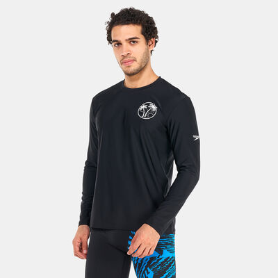 Speedo Men's Printed Long Sleeve Swim T-Shirt Black Speedo Men's Printed Long Sleeve Swim T-Shirt Black