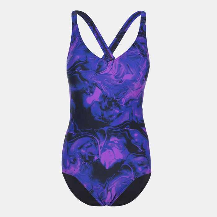 Speedo Women's Lexi Printed Shaping One-Piece Swimsuit Purple Speedo Women's Lexi Printed Shaping One-Piece Swimsuit Purple image number 0