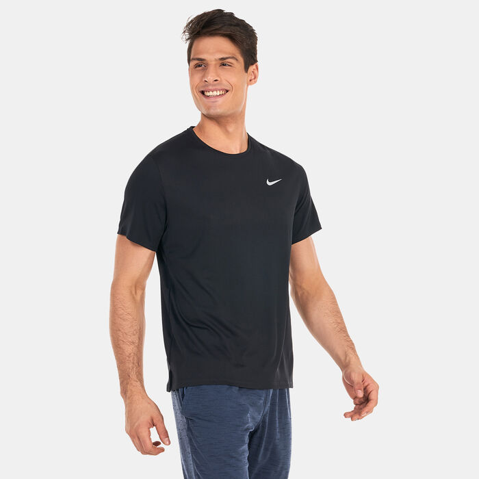 Nike Men's Miler Dri-FIT UV Running T-Shirt Black Nike Men's Miler Dri-FIT UV Running T-Shirt Black image number 0