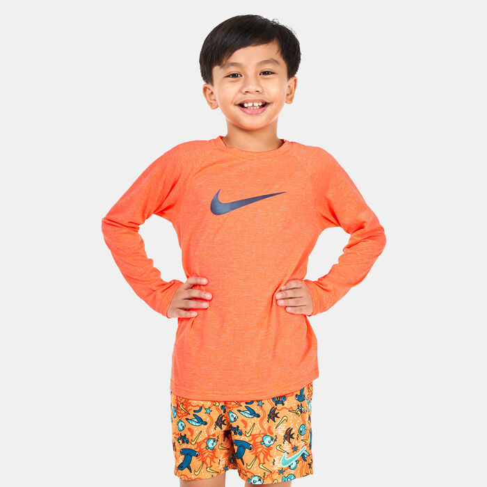Nike Swim Kids' Heather Hydroguard Swim Top Orange image number 0