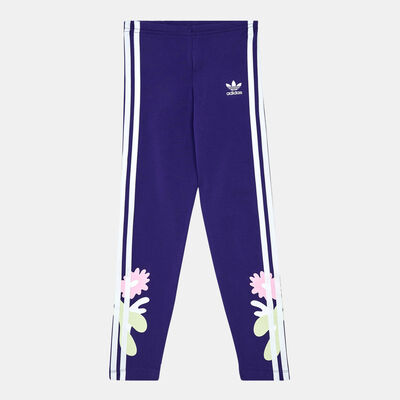 adidas Originals Kids' Flower Print Leggings Blue adidas Originals Kids' Flower Print Leggings Blue