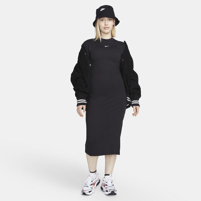 Nike Women's Sportswear Essential Midi Dress Black Nike Women's Sportswear Essential Midi Dress Black image number 4
