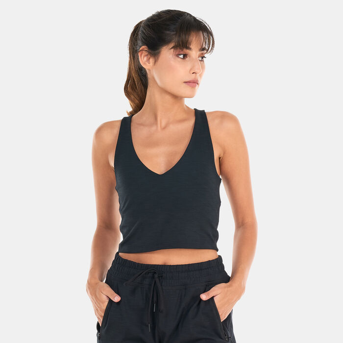 BEYOND YOGA Women's Heather Rib Fresh Cut Cropped Tank Top Black image number 0