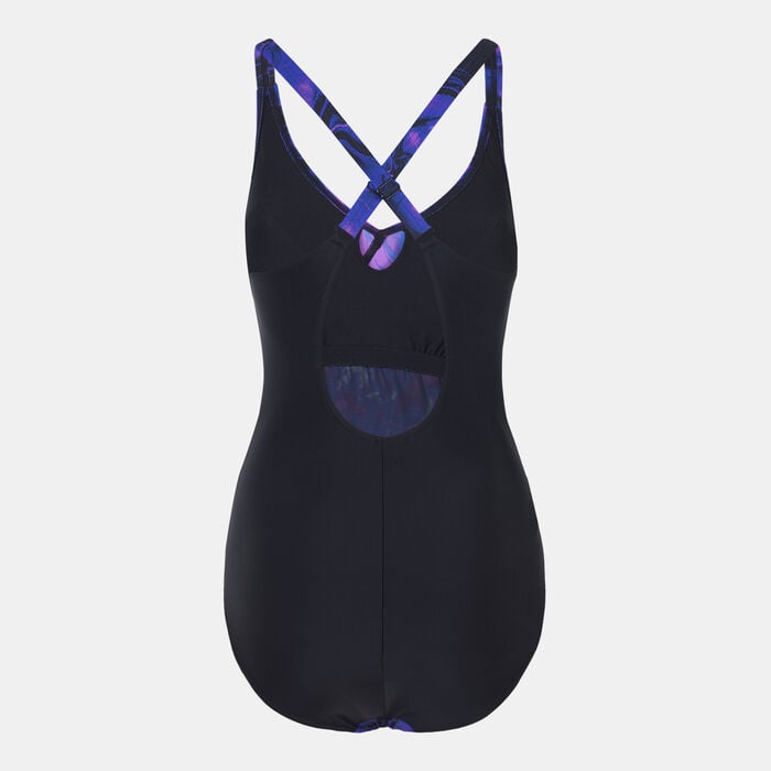 Speedo Women's Lexi Printed Shaping One-Piece Swimsuit Purple Speedo Women's Lexi Printed Shaping One-Piece Swimsuit Purple image number 1
