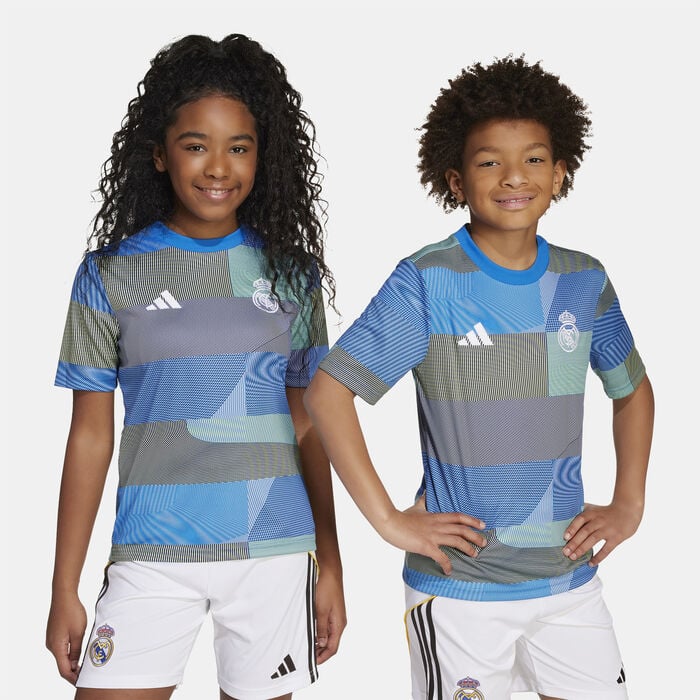 adidas Kids' Real Madrid 25/26 Pre-Match Football Jersey Blue adidas Kids' Real Madrid 25/26 Pre-Match Football Jersey Blue image number 0