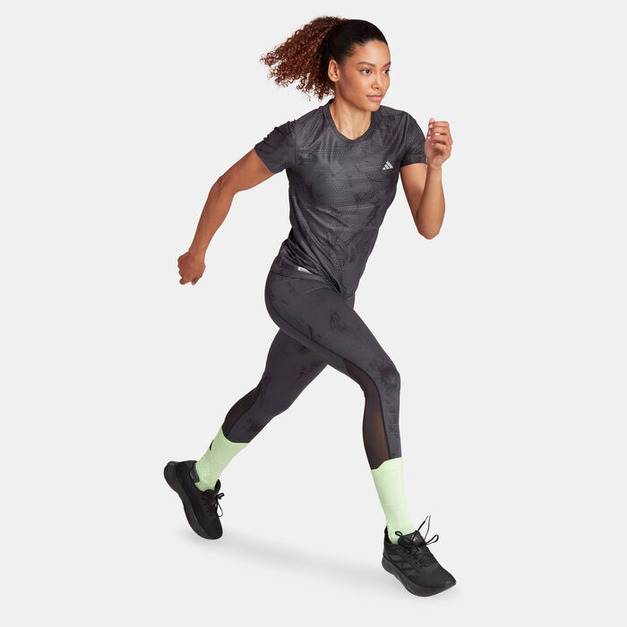 adidas Women's Ultimateadidas All Over Print Running T-Shirt Black image number 2