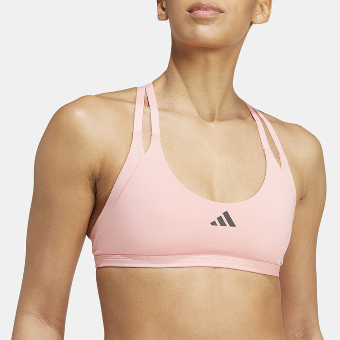 adidas Women's Aeroimpact Luxe Light-Support Training Sports Bra Pink image number 3