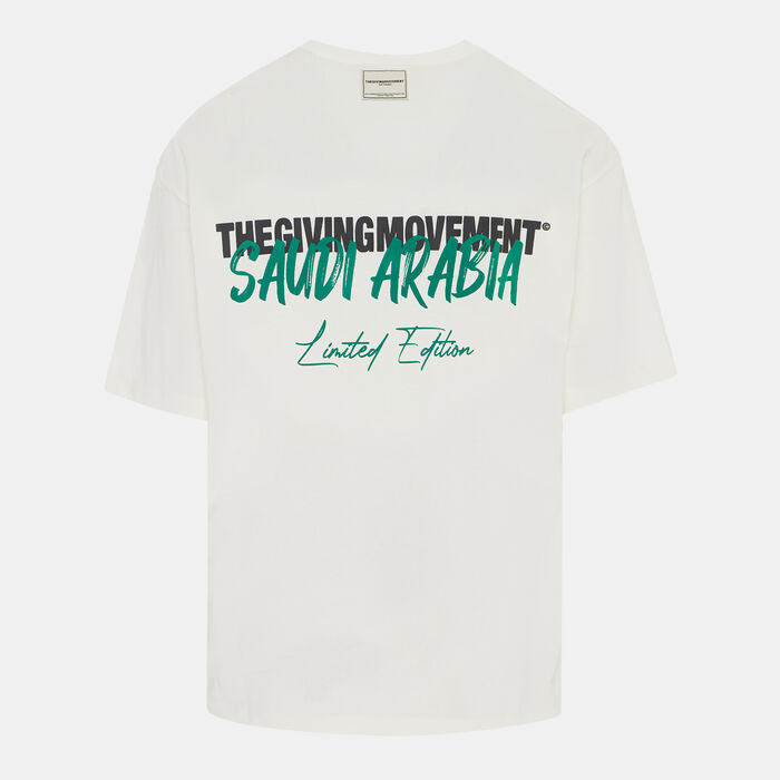 The Giving Movement Men's Saudi Print T-Shirt White The Giving Movement Men's Saudi Print T-Shirt White image number 1