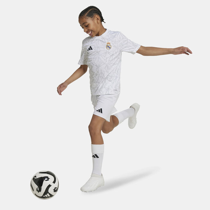 adidas Kids' Real Madrid Pre-Match Training Football Top White adidas Kids' Real Madrid Pre-Match Training Football Top White image number 2