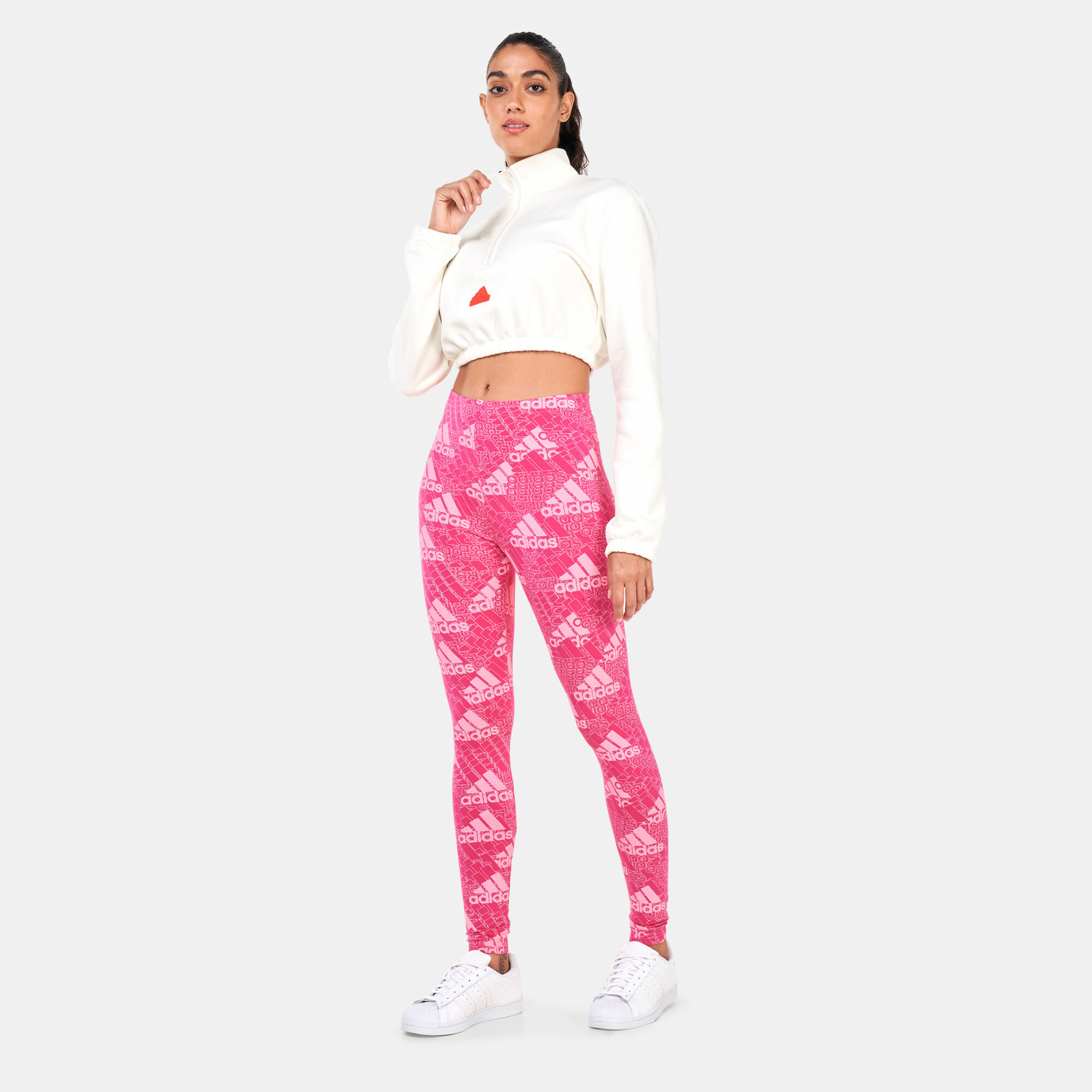 Women s Cropped Half Zip Sweatshirt Beige adidas in KSA SSS
