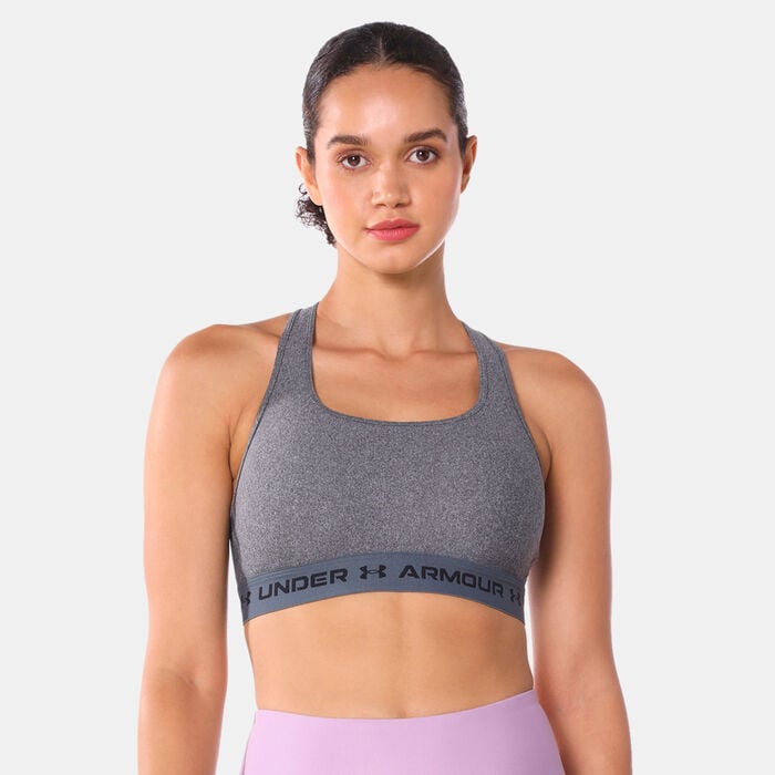 Under Armour Women's Crossback Mid Heather Sports Bra Grey Under Armour Women's Crossback Mid Heather Sports Bra Grey image number 0