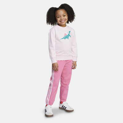 adidas Kids' Seasonal Essentials Adiraptor Fleece Joggers Set Pink adidas Kids' Seasonal Essentials Adiraptor Fleece Joggers Set Pink