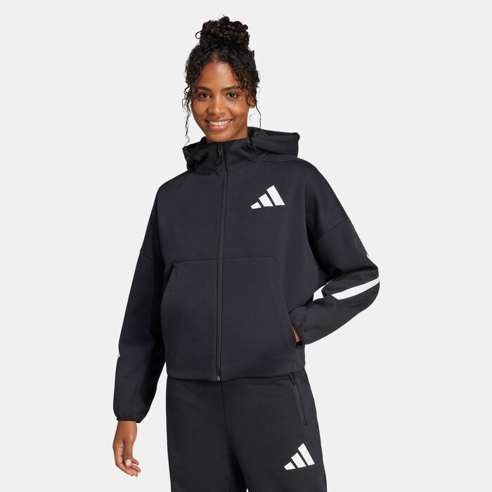 adidas Women's Z.N.E. Full-Zip Hoodie Black adidas Women's Z.N.E. Full-Zip Hoodie Black image number 0