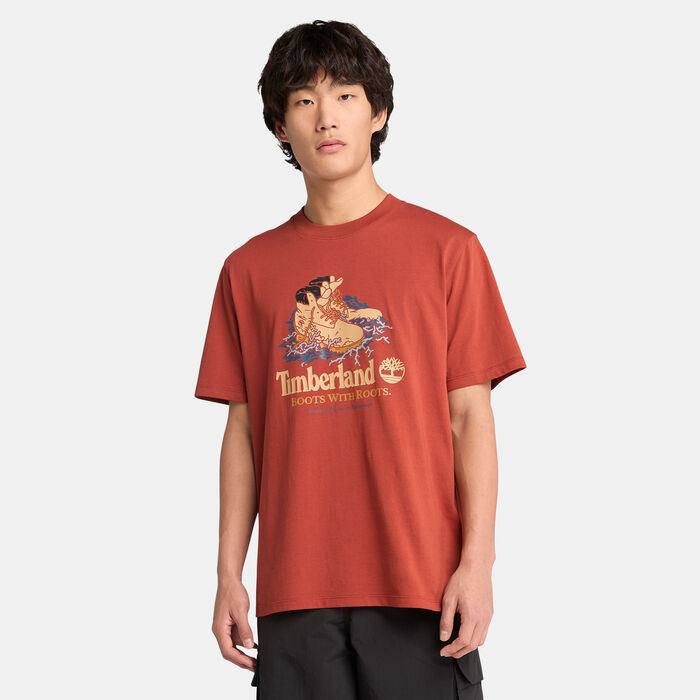 Timberland Men's Boot Graphic T-Shirt Orange image number 0