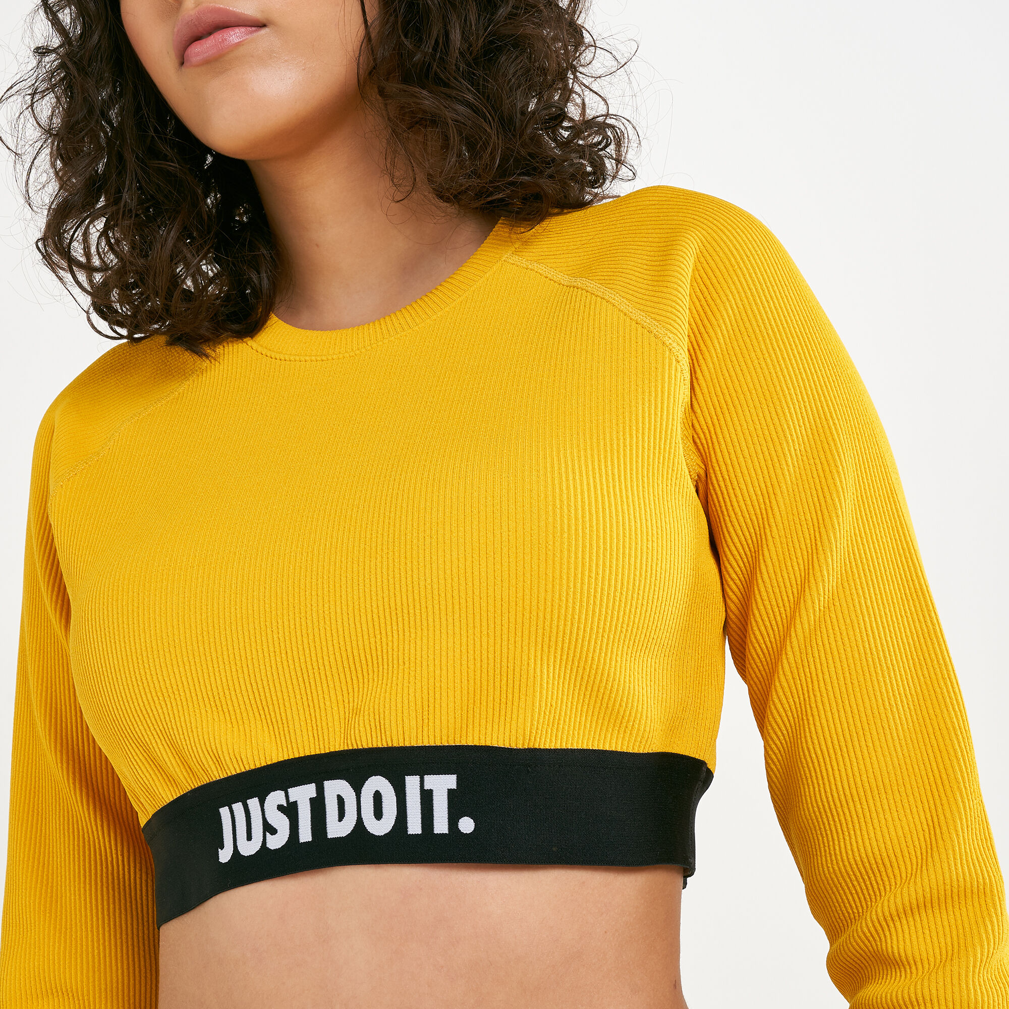 Women s Sportswear Just Do It Cropped Long Sleeves T Shirt yellow Nike in KSA SSS