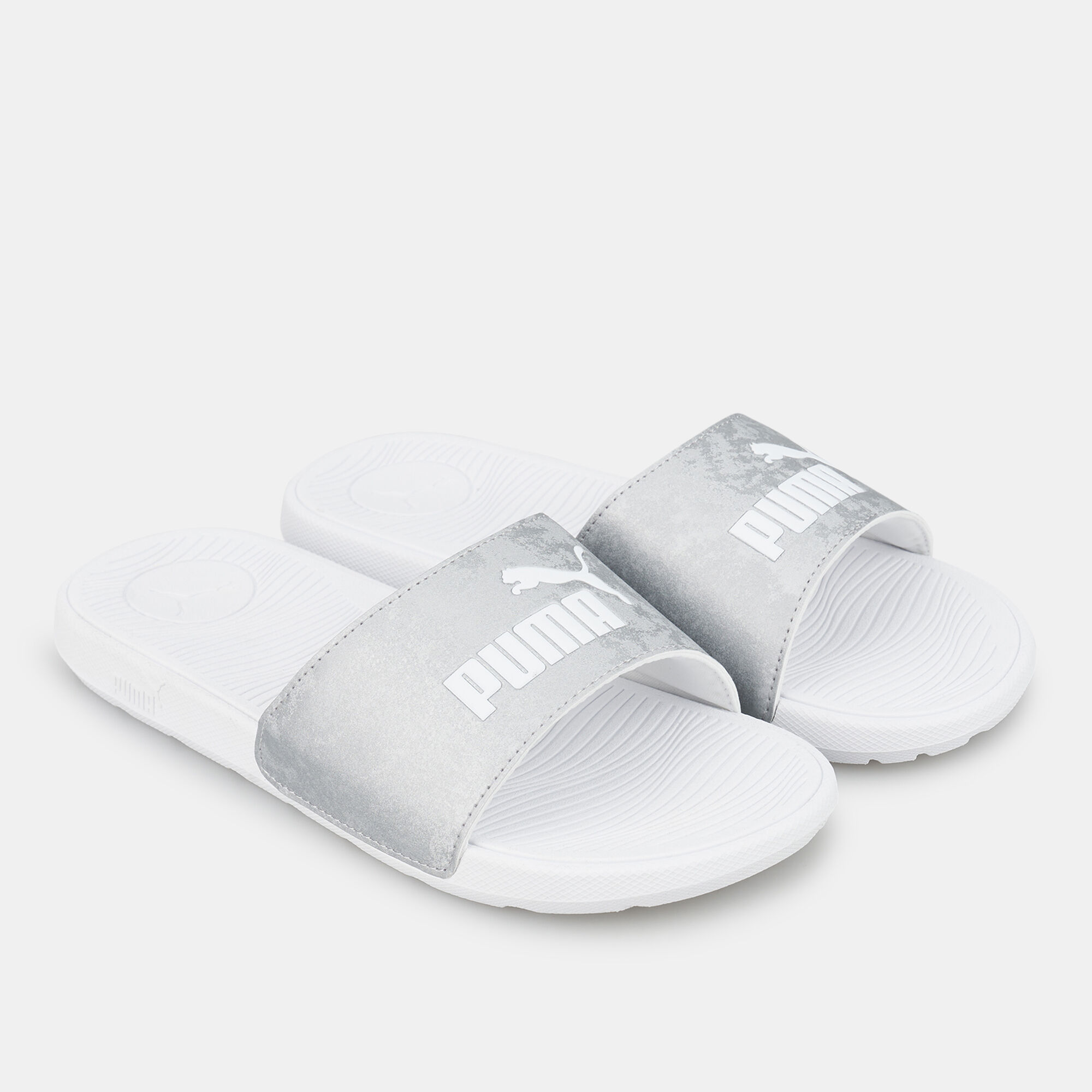 Puma slides silver hot sale
