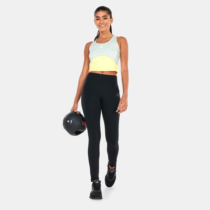 adidas Women's AEROREADY Train HIIT Cropped Tank Top Green adidas Women's AEROREADY Train HIIT Cropped Tank Top Green image number 2